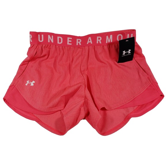 Under Armour Play Up Twist‎ Shorts 3.0 Pink Salmon Womens XS Loose Pockets NWT - Picture 1 of 5